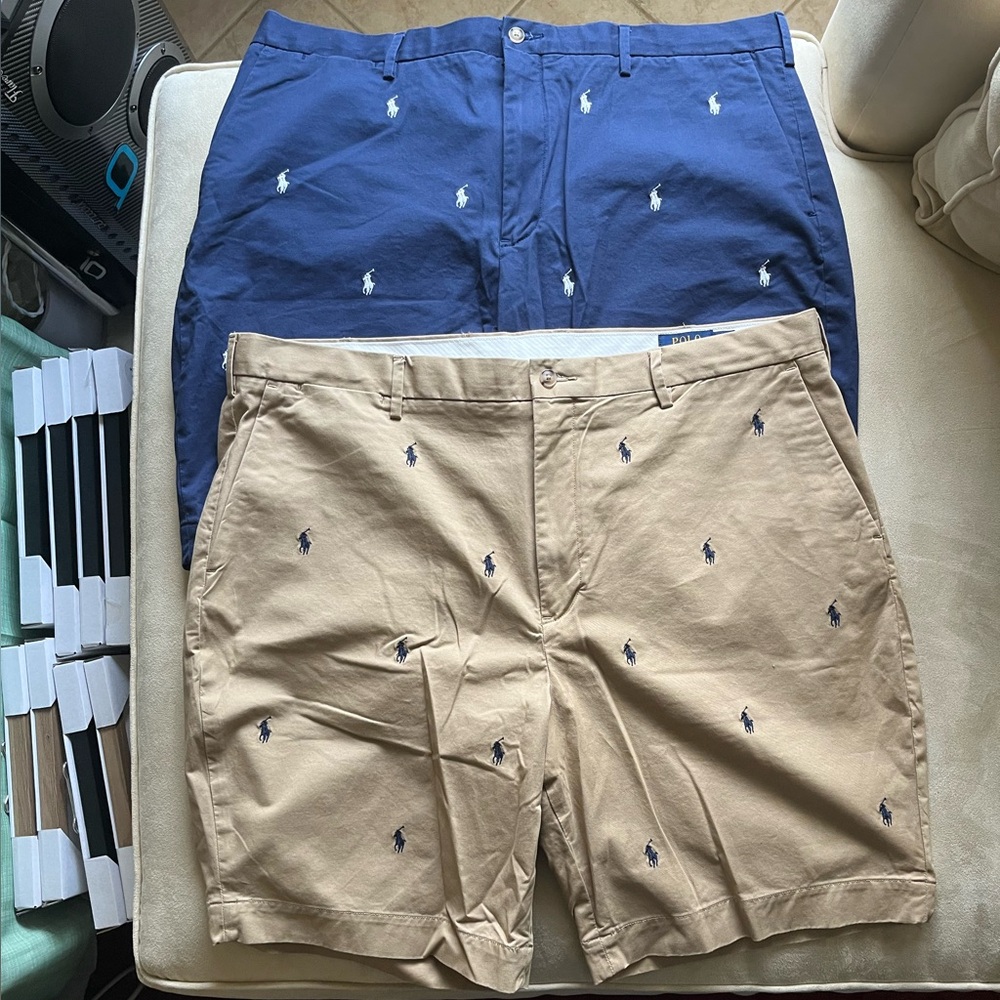 Men’s RALPH LAUREN Embroidered logo shorts. Size 42. TWO PAIRS!